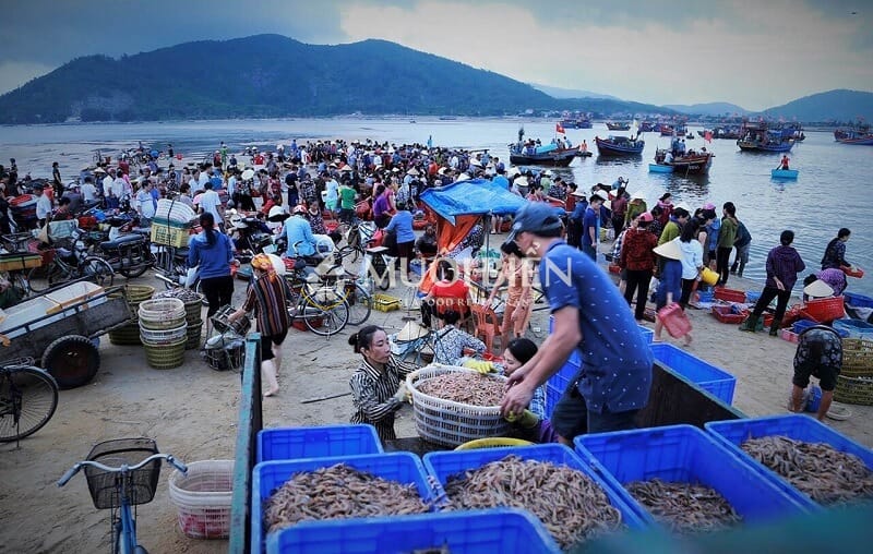 Chợ hải sản ven biển Đà Nẵng trên đường Hoàng Sa