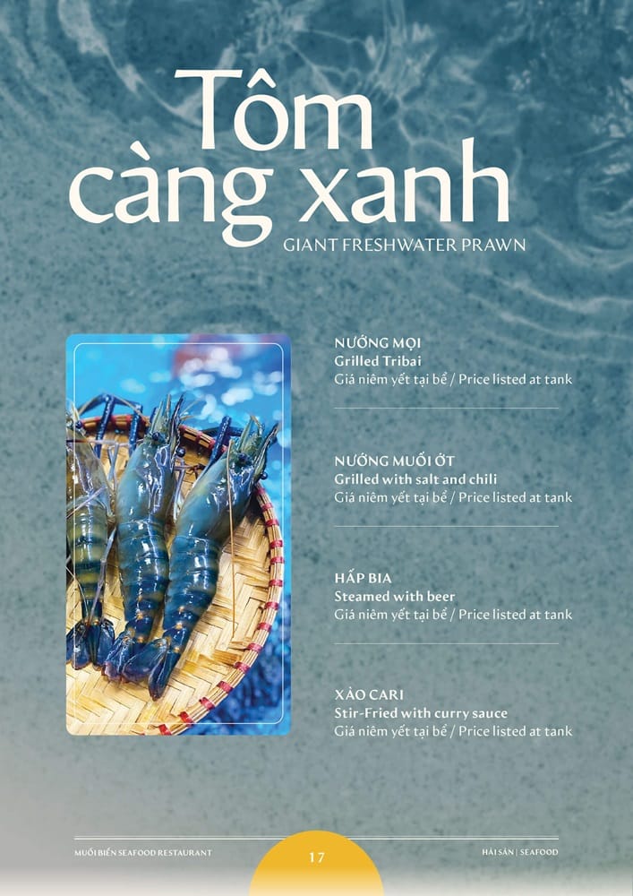 Thực đơn tôm càng xanh