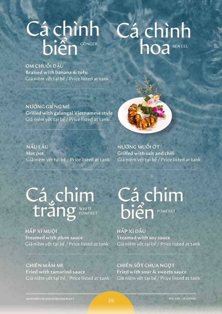 Thực đơn cá chim cá chình