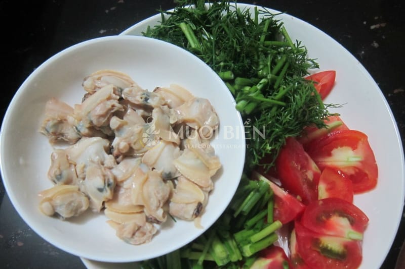 nguyên liệu cho món canh nghêu thì là canh nghêu thì là
