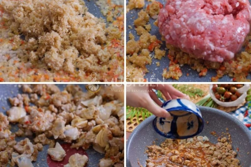 cơm nghêu thịt xào cay cơm nghêu