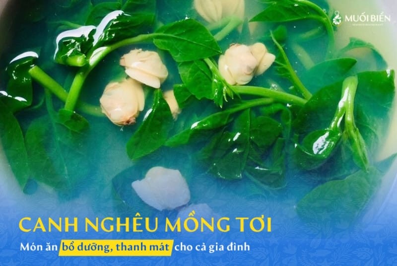 Canh nghêu mồng tơi