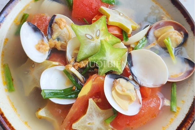 canh nghêu nấu chua nghêu trắng