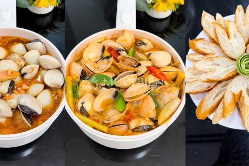 công thức nghêu hấp Thái công thức nghêu hấp Thái