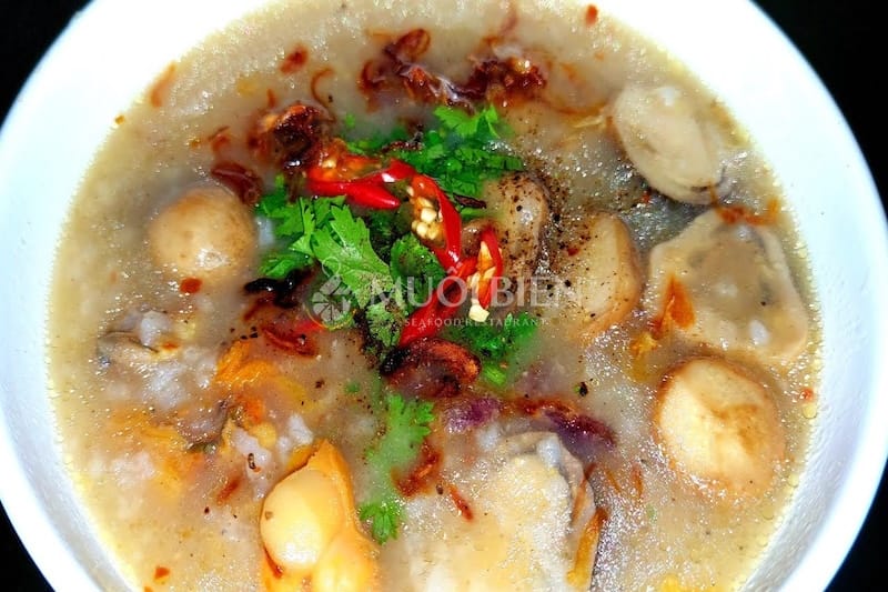 cháo sò điệp nấm rơm cách nấu cháo sò điệp