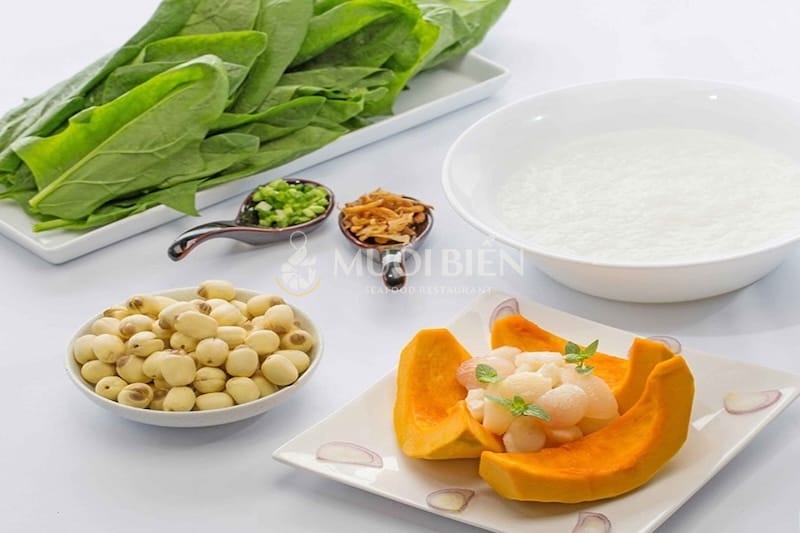 cháo sò điệp bí đỏ hạt sen cách nấu cháo sò điệp