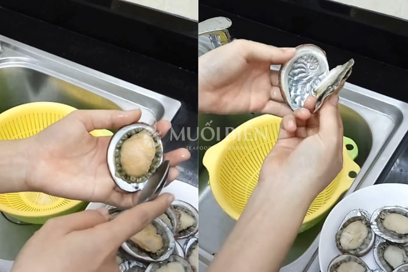 sơ chế bào ngư bào ngư nướng mỡ hành