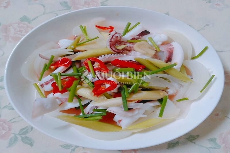 mực ống hấp sả hấp mực ống