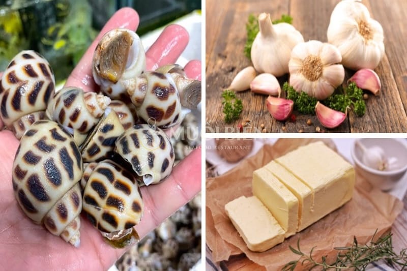 Nguyên liệu làm ốc hương xào bơ tỏi ốc hương xào bơ tỏi
