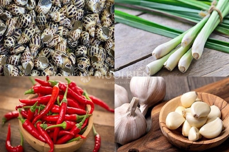 nguyên liệu làm ốc hương xào sả ớt ốc hương xào sả ớt