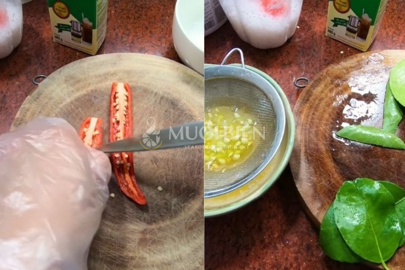 Sơ chế nguyên liệu làm muối ớt đỏ chấm hải sản