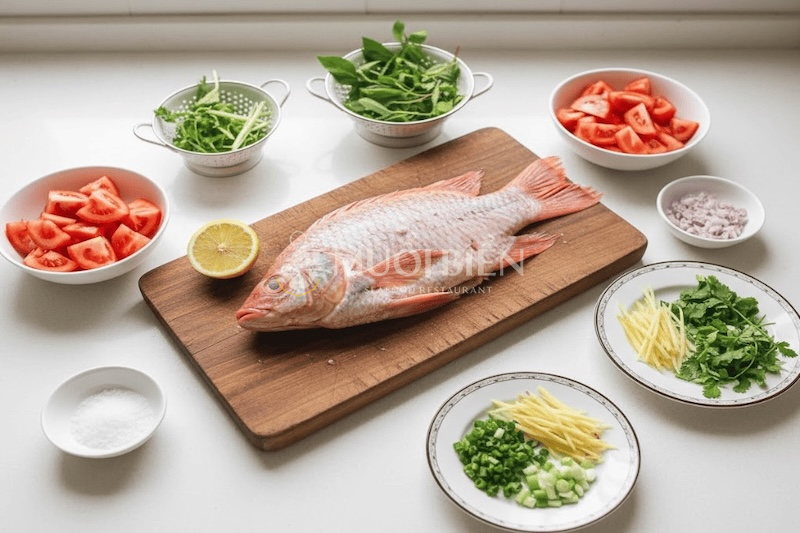 Nguyên liệu làm cá diêu hồng sốt cà chua