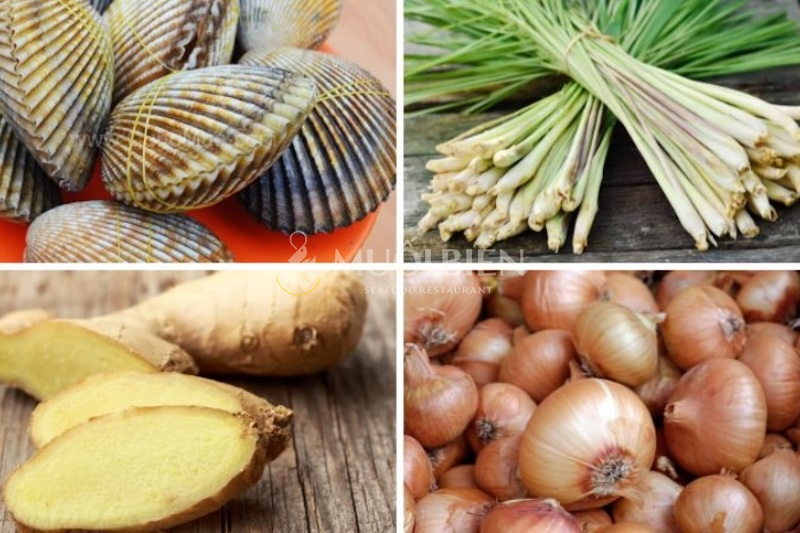Nguyên liệu cần chuẩn bị để làm món sò dương hấp sả