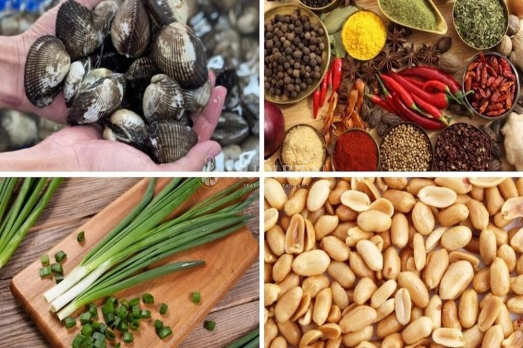 Nguyên liệu cần chuẩn bị để làm sò lông nướng mỡ hành
